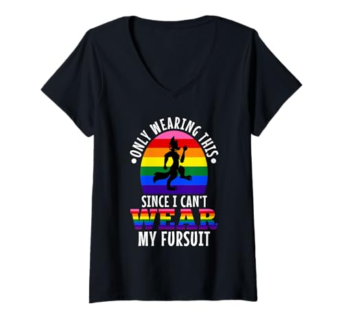 Damen Ich trage das nur, Weil ich Meinen Pelzanzug Nicht tragen kann T-Shirt mit V-Ausschnitt Damen Ich trage das nur, Weil ich Meinen Pelzanzug Nicht tragen kann T-Shirt mit V-Ausschnitt von Lgbtq Furry Fandom cosplay fursuit fursona