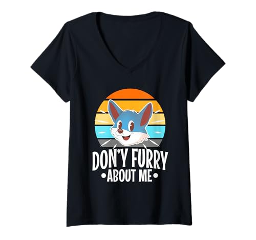 Damen Mach dir Keine Sorgen um Mich T-Shirt mit V-Ausschnitt Damen Mach dir Keine Sorgen um Mich T-Shirt mit V-Ausschnitt von Lgbtq Furry Fandom cosplay fursuit fursona