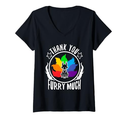 Damen Vielen Dank pelzig T-Shirt mit V-Ausschnitt Damen Vielen Dank pelzig T-Shirt mit V-Ausschnitt von Lgbtq Furry Fandom cosplay fursuit fursona