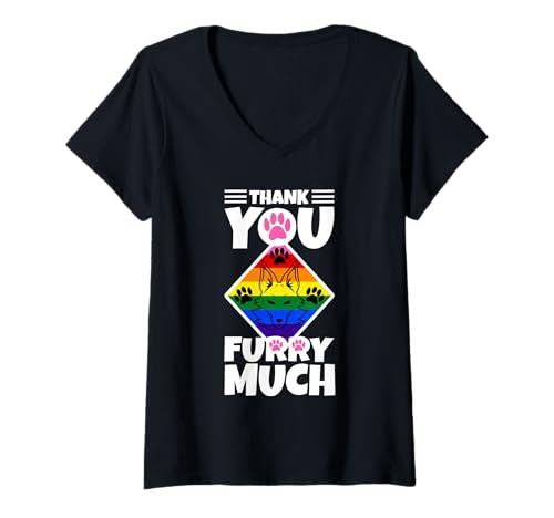 Damen Vielen Dank pelzig T-Shirt mit V-Ausschnitt Damen Vielen Dank pelzig T-Shirt mit V-Ausschnitt von Lgbtq Furry Fandom cosplay fursuit fursona