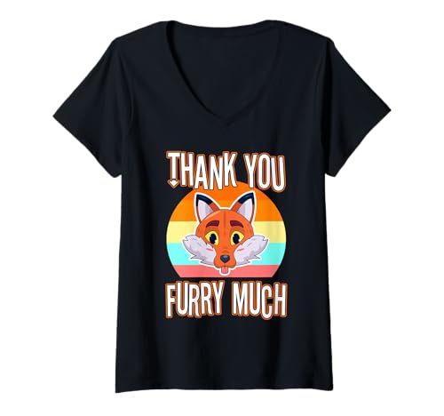 Damen Vielen Dank pelzig T-Shirt mit V-Ausschnitt Damen Vielen Dank pelzig T-Shirt mit V-Ausschnitt von Lgbtq Furry Fandom cosplay fursuit fursona