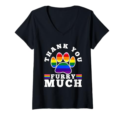Damen Vielen Dank pelzig T-Shirt mit V-Ausschnitt Damen Vielen Dank pelzig T-Shirt mit V-Ausschnitt von Lgbtq Furry Fandom cosplay fursuit fursona