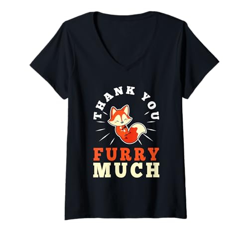 Damen Vielen Dank pelzig T-Shirt mit V-Ausschnitt Damen Vielen Dank pelzig T-Shirt mit V-Ausschnitt von Lgbtq Furry Fandom cosplay fursuit fursona