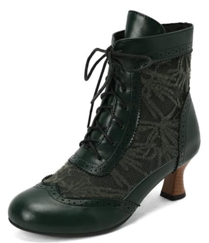 Lglmqxtm Damen Vintage Viktorianische Stiefel Mode Hochzeitsstiefel Kitten Heel Schnürstiefeletten Seitlicher Reißverschluss von Lglmqxtm