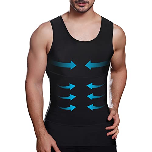 Lgtfy Herren Bauchweg Body Shaper Weste Brust Bauch Kompression Tank Top Bauchverstecken Unterhemden – Wechsel in Sekunden, Schwarz , L von Lgtfy