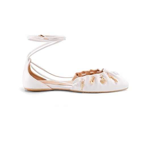 Lhamo Latso Ballerinas mit spitzem Zehenbereich und Verzierungen für Damen, Weiss/opulenter Garten, 40 EU Lhamo Latso Ballerinas mit spitzem Zehenbereich und Verzierungen für Damen, Weiss/opulenter Garten, 40 EU von Lhamo Latso