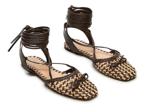 Lhamo Latso Gewebte Ballerinas für Damen, Schnürung, geschlossene quadratische Zehenpartie, Sommerschuhe, Braun, 42 EU Lhamo Latso Gewebte Ballerinas für Damen, Schnürung, geschlossene quadratische Zehenpartie, Sommerschuhe, Braun, 42 EU von Lhamo Latso