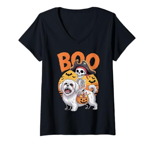Damen Gruseliges Lhasa Apso Kostüm auf Boo Lhasa Apso Halloween T-Shirt mit V-Ausschnitt Damen Gruseliges Lhasa Apso Kostüm auf Boo Lhasa Apso Halloween T-Shirt mit V-Ausschnitt von Lhasa Apso Halloween kids, women, men