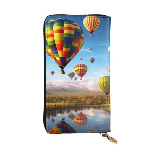 Lhbwcvn Geldbörse mit Heißluftballons-Motiv für Damen und Herren, Clutch, RFID-blockierend, Leder, große Kapazität, Geldbörse, Kreditkartenhalter, Geldtasche mit Reißverschluss, Handyhalter, lange von LHBWCVN