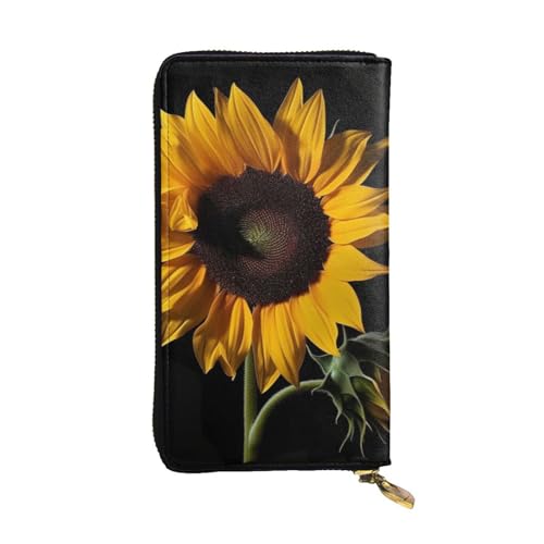 Lhbwcvn Geldbörse mit Sonnenblumen-Hintergrund für Damen und Herren, Clutch, RFID-blockierend, Leder, große Kapazität, Geldbörse, Kreditkartenhalter, Geldtasche mit Reißverschluss, Handyhalter, lange von LHBWCVN