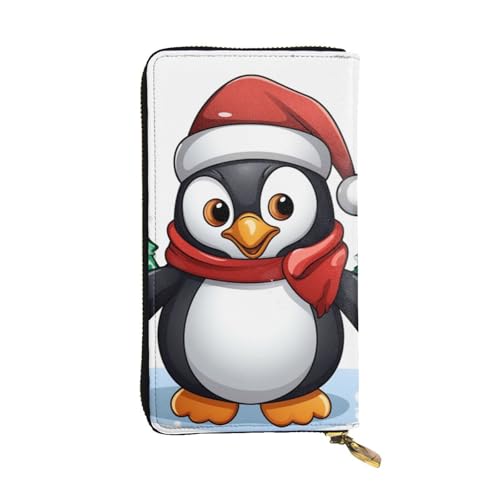 Lhbwcvn Geldbörse mit Weihnachts-Pinguin-Motiv für Damen und Herren, Clutch, RFID-blockierend, Leder, große Kapazität, Geldbörse, Kreditkartenhalter, Geldtasche, mit Reißverschluss, Handyhalter, lange von LHBWCVN