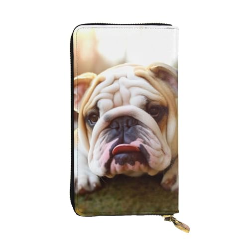 Lhbwcvn Geldbörse mit niedlicher Bulldogge für Damen und Herren, Clutch, RFID-blockierend, Leder, große Kapazität, Geldbörse, Kreditkartenhalter, Geldtasche mit Reißverschluss, Handyhalter, lange von Lhbwcvn