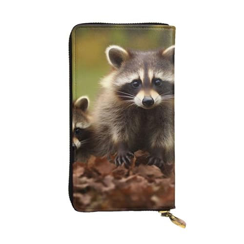 Lhbwcvn Raccoon Geldbörse für Damen und Herren, Clutch, RFID-blockierend, Leder, große Kapazität, Geldbörse, Kreditkartenhalter, Geldtasche mit Reißverschluss, Handyhalter, lange Reisegeldbörse, von Lhbwcvn