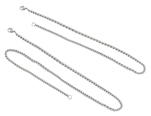 Lhbwhiz 2 Stück Halskette,Punk Edelstahl Kette,Dicke Chain,Ohne Anhänger Necklace,Weizenkette,Hip Hop Metallketten,edelstahlkette,Für Damen Herren(Breite 2.5 mm,Länge 60 cm und 70 cm) von Lhbwhiz