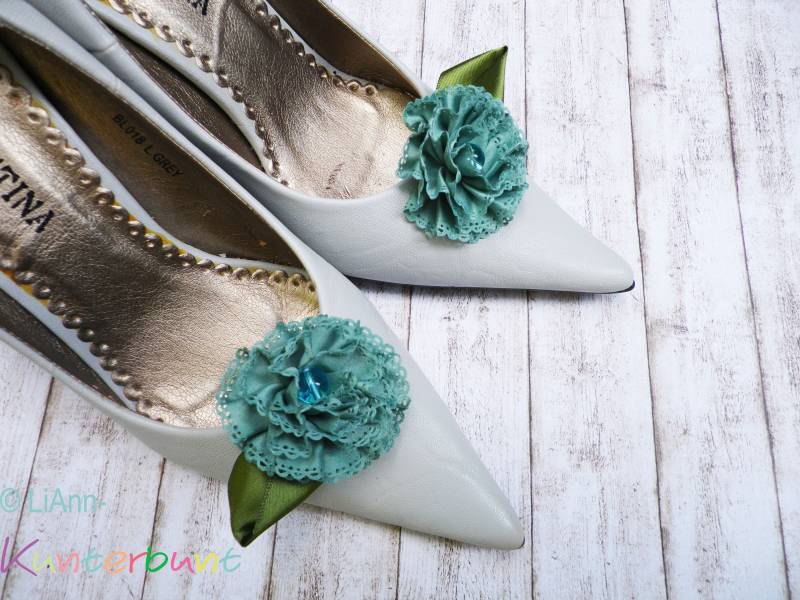 Schuhclips Ca. 4, 5 X 6 cm - Dunkelmint Mit Grün Schuhclips Ca. 4, 5 X 6 cm - Dunkelmint Mit Grün von LiAnnKunterbunt