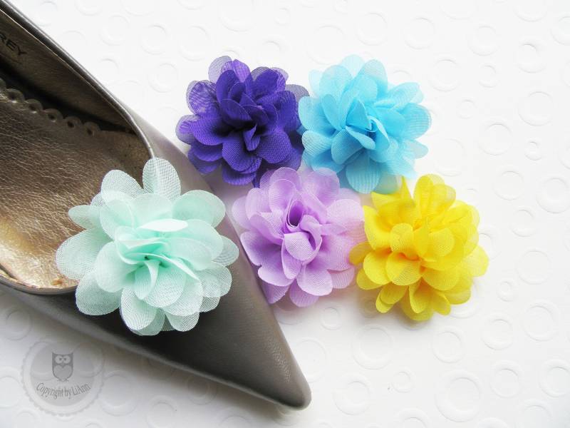Schuhclips Ca. 4, 5 cm - Chiffonblüte in Gelb, Violett, Flieder, Himmelblau Oder Seegrün Schuhclips Ca. 4, 5 cm - Chiffonblüte in Gelb, Violett, Flieder, Himmelblau Oder Seegrün von LiAnnKunterbunt