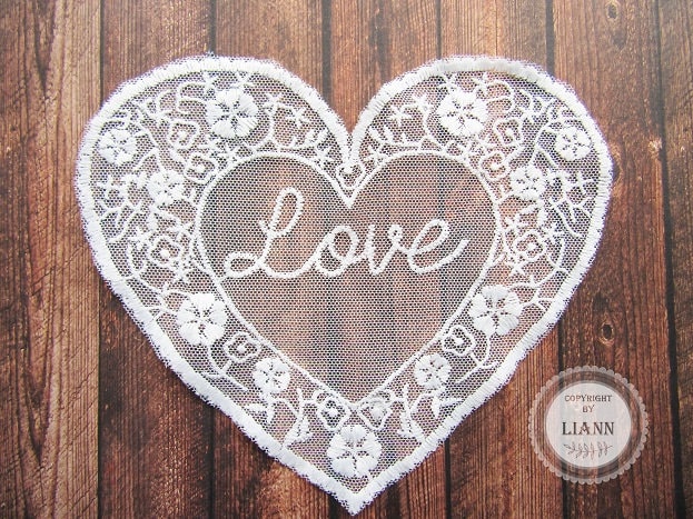 1 Applikation Spitze Love Herz, Weiß 1 Applikation Spitze Love Herz, Weiß von LiAnnMaterial