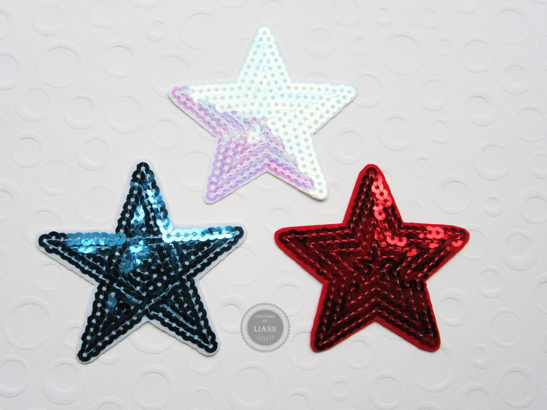 1 Applikation Stern Mit Pailletten, Blau, Rot, Schwarz Oder Weiß von LiAnnMaterial