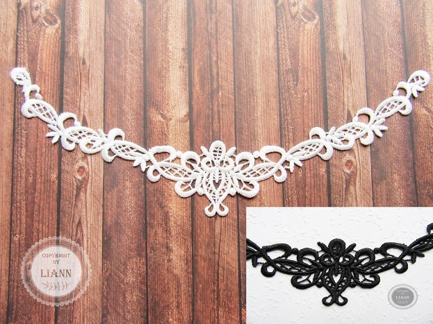 1 Applikation Stickerei Ornamente, Weiß Oder Schwarz | Art.-Nr. Ap3 - Spitzeneinsatz 1 Applikation Stickerei Ornamente, Weiß Oder Schwarz | Art.-Nr. Ap3 - Spitzeneinsatz von LiAnnMaterial