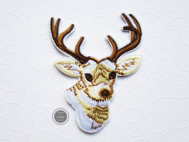 1 Bügelbild Applikation Hirsch, Beige-Braun von LiAnnMaterial