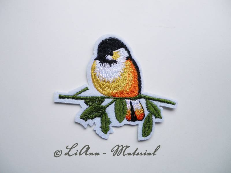 1 Bügelbild Applikation Vogel Auf Ast, Gelb-Orange 1 Bügelbild Applikation Vogel Auf Ast, Gelb-Orange von LiAnnMaterial