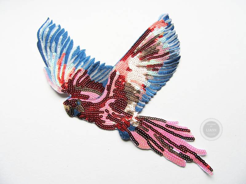 1 Bügelbild Papagei Stickerei Pailletten Applikation Rot Blau Silber Rosa 26 X 38 cm Aufbügeln 1 Bügelbild Papagei Stickerei Pailletten Applikation Rot Blau Silber Rosa 26 X 38 cm Aufbügeln von LiAnnMaterial