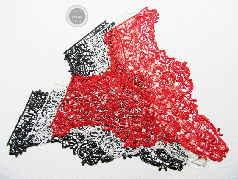 1 Große Applikation Stickerei Mit Schlitz(Art.-Nr. Ap8 - Spitzeneinsatz Farbwahl Schwarz, Weiß Oder Rot 1 Große Applikation Stickerei Mit Schlitz(Art.-Nr. Ap8 - Spitzeneinsatz Farbwahl Schwarz, Weiß Oder Rot von LiAnnMaterial