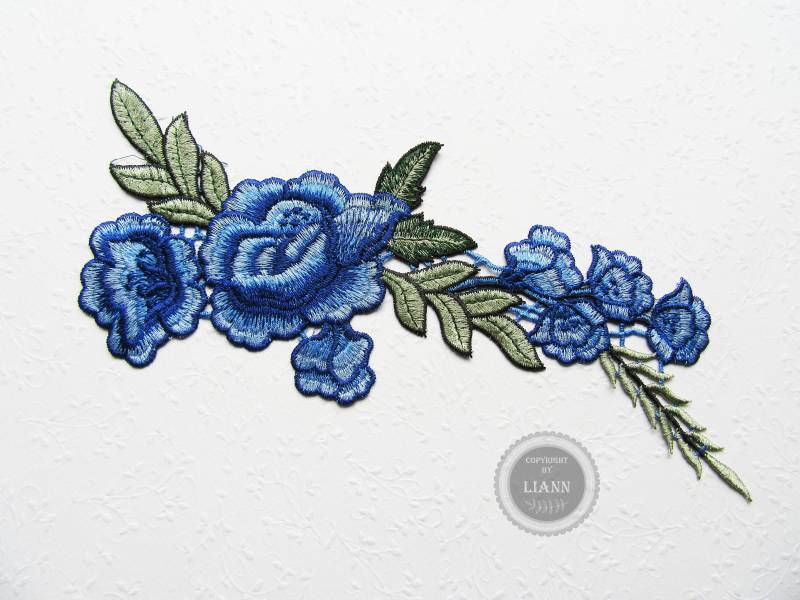 1 Große Applikation Stickerei Rosen, Blau 1 Große Applikation Stickerei Rosen, Blau von LiAnnMaterial