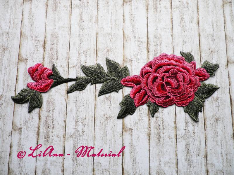 1 Große Applikation Stickerei Rosen, Pink-Rot 1 Große Applikation Stickerei Rosen, Pink-Rot von LiAnnMaterial