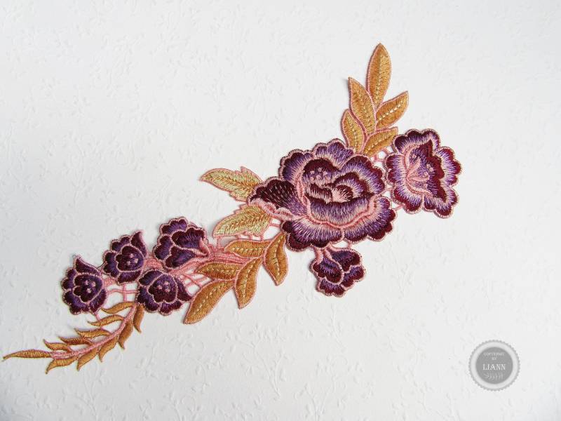 1 Große Applikation Stickerei Rosen, Weinrot-Rosa-Orange 1 Große Applikation Stickerei Rosen, Weinrot-Rosa-Orange von LiAnnMaterial