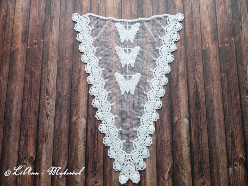 1 Große Cremeweiße Applikation Stickerei - Spitzeneinsatz von LiAnnMaterial