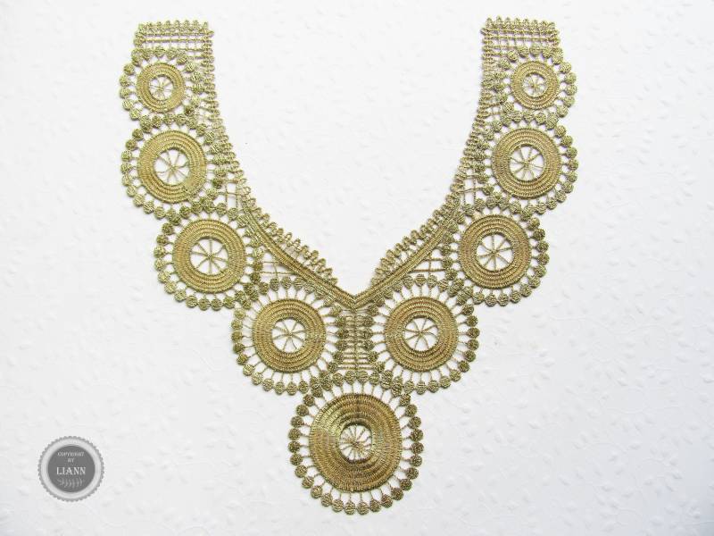 1 Große Goldene Applikation Stickerei Spitzeneinsatz - Spitzeneinsatz 1 Große Goldene Applikation Stickerei Spitzeneinsatz - Spitzeneinsatz von LiAnnMaterial