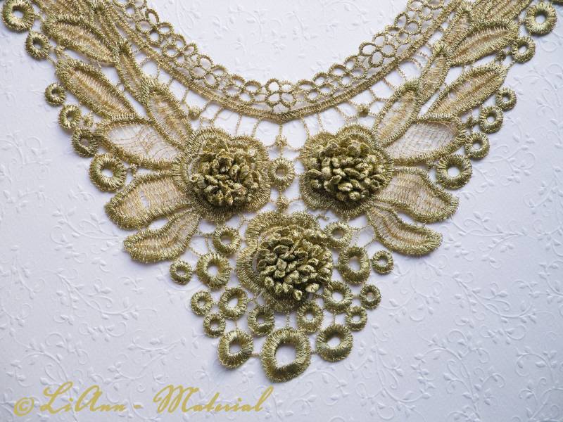 1 Große Goldene Applikation Stickerei - Spitzeneinsatz 1 Große Goldene Applikation Stickerei - Spitzeneinsatz von LiAnnMaterial
