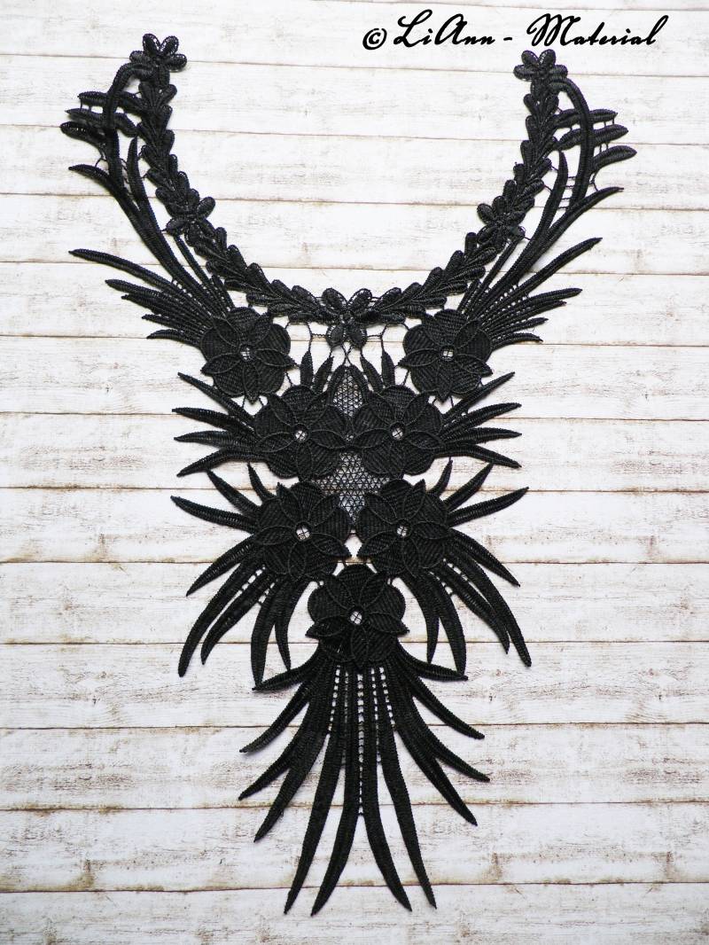 1 Große Schwarze Applikation Stickerei(Art-Nr. Eaf - Spitzeneinsatz 1 Große Schwarze Applikation Stickerei(Art-Nr. Eaf - Spitzeneinsatz von LiAnnMaterial