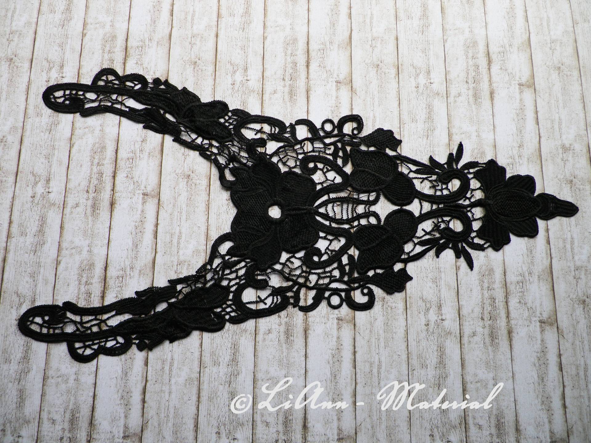 1 Große Schwarze Applikation Stickerei | Art.-Nr. Ap9 - Spitzeneinsatz von LiAnnMaterial