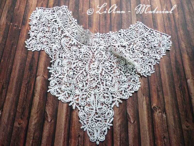 1 Große Weiße Applikation Stickerei, Stehkragen - Spitzeneinsatz von LiAnnMaterial