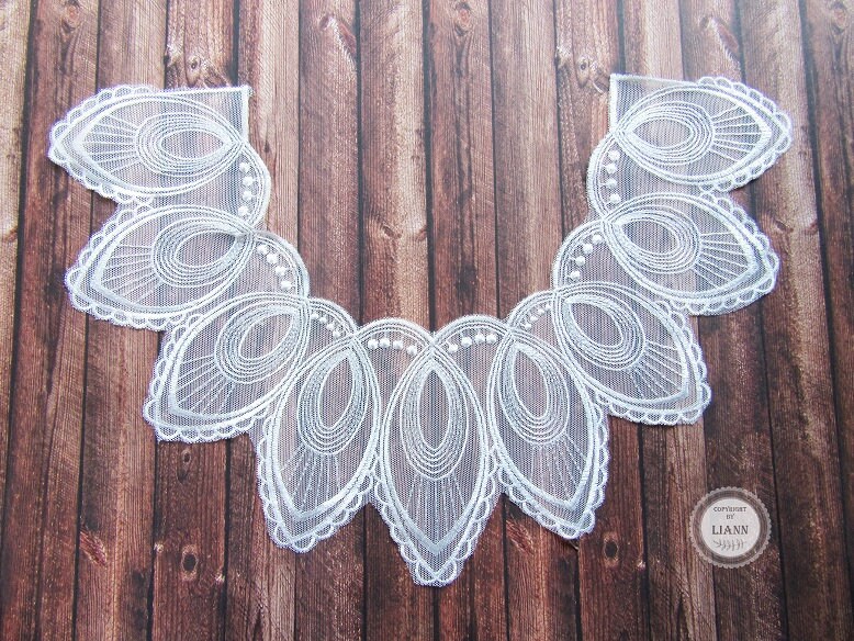 1 Große Weiße Applikation Stickerei Ornamente - Spitzeneinsatz von LiAnnMaterial