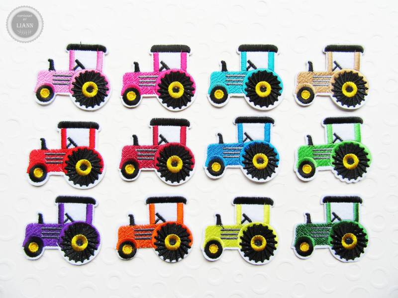 1 Kleine Applikation Bügelbild, Traktor, Farbwahl Grün Blau Türkis Petrol Grau Rot Rosa Pink Lila Orange Beige Braun Gelb Weiß Schwarz 1 Kleine Applikation Bügelbild, Traktor, Farbwahl Grün Blau Türkis Petrol Grau Rot Rosa Pink Lila Orange Beige Braun Gelb Weiß Schwarz von LiAnnMaterial