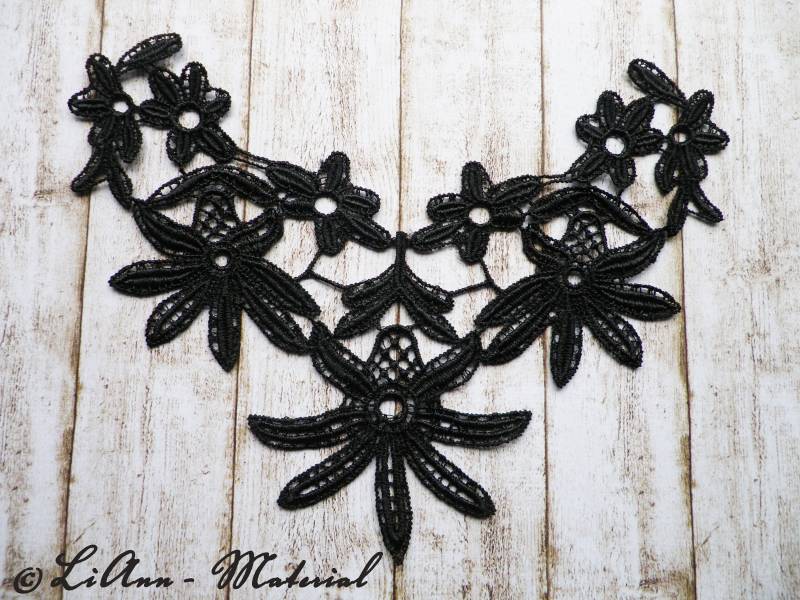 1 Kleine Schwarze Applikation Stickerei | Art-Nr. M14 - Spitzeneinsatz 1 Kleine Schwarze Applikation Stickerei | Art-Nr. M14 - Spitzeneinsatz von LiAnnMaterial