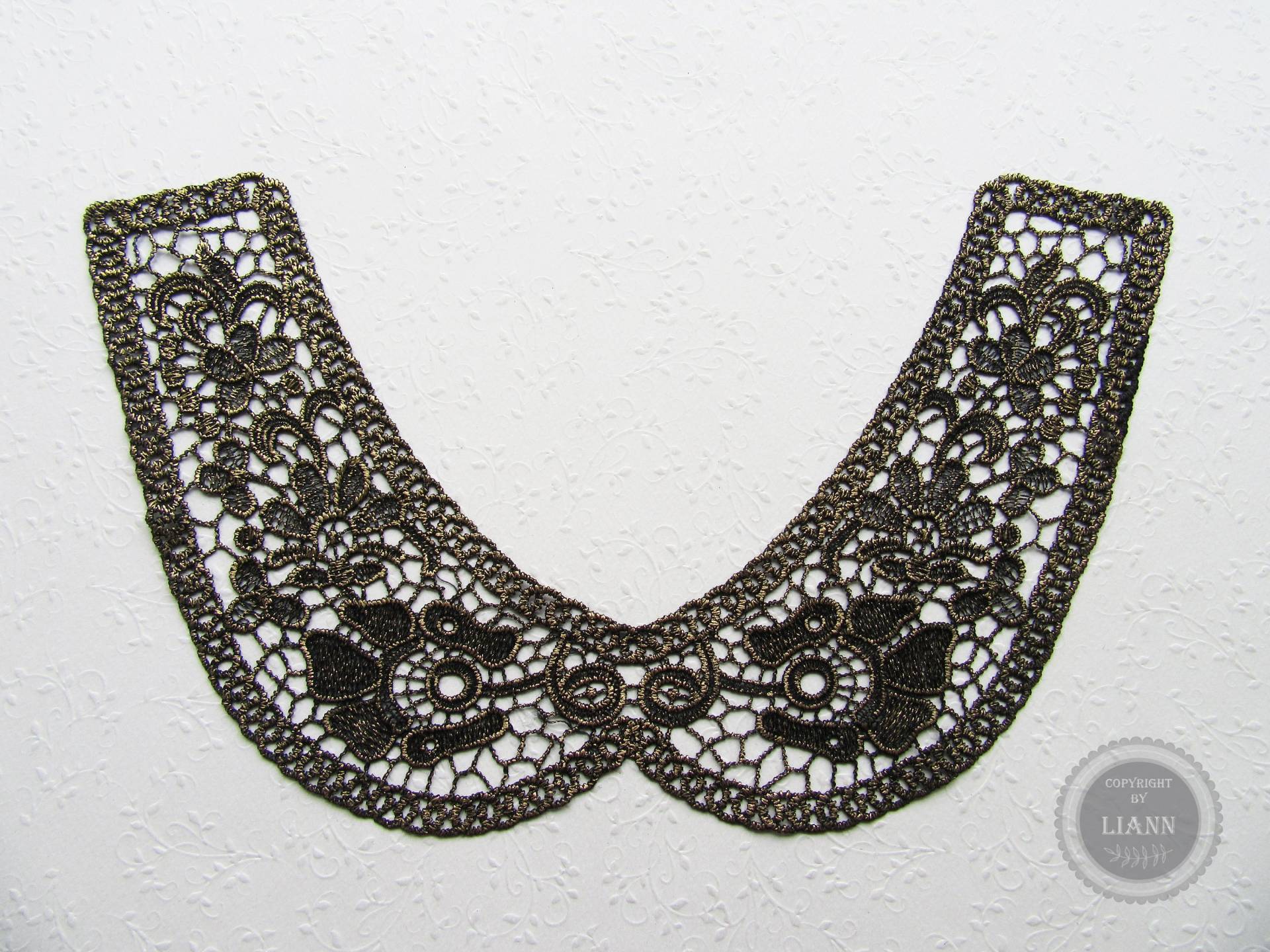 1 Schwarz-Gold Stickerei Kragen Spitze 1Teilig von LiAnnMaterial