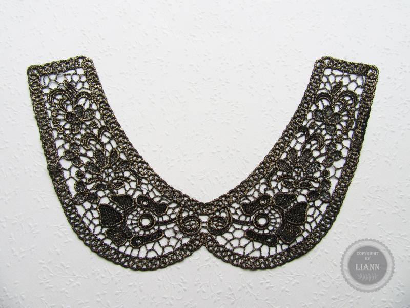 1 Schwarz-Gold Stickerei Kragen Spitze 1Teilig von LiAnnMaterial