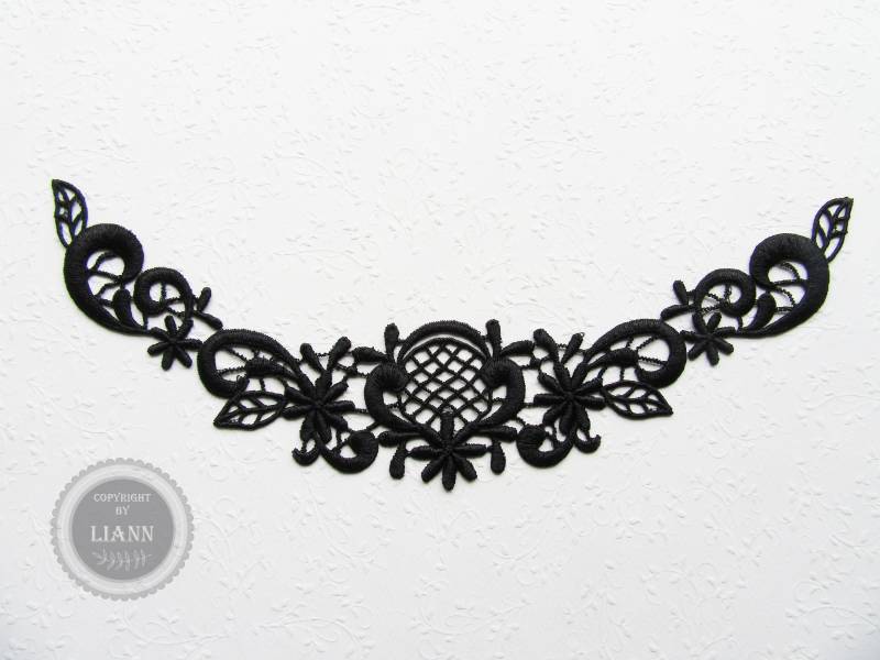 1 Schwarze Applikation Stickerei Ornamente | Art.-Nr. Ap4 - Spitzeneinsatz von LiAnnMaterial