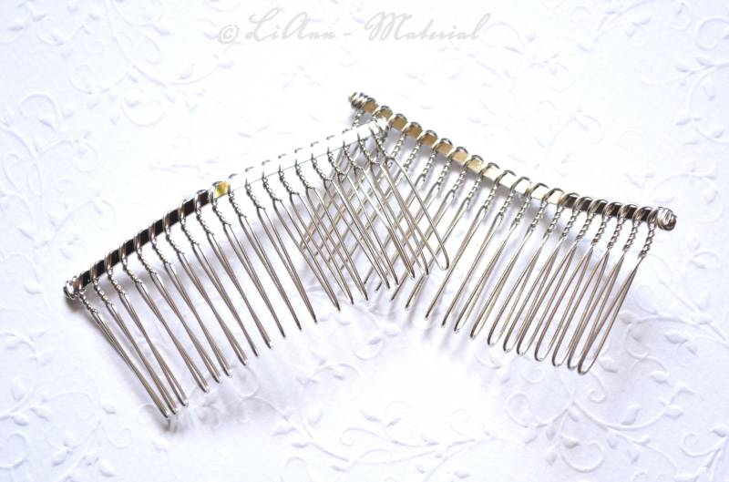 1 Silberfarbener Haarkamm 77 X 38 Mm von LiAnnMaterial