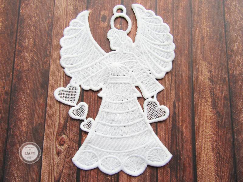 1 Weiße Applikation Stickerei - Engel Mit Herzen von LiAnnMaterial
