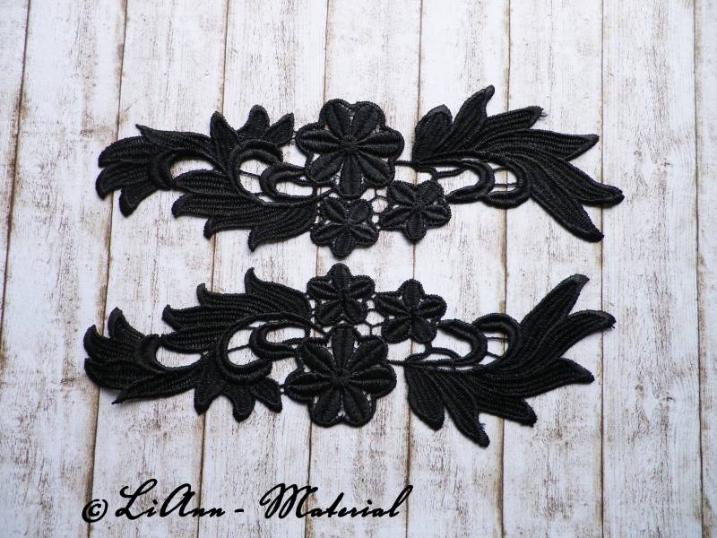 2 Große Schwarze Applikation Blumenranke 2 Große Schwarze Applikation Blumenranke von LiAnnMaterial
