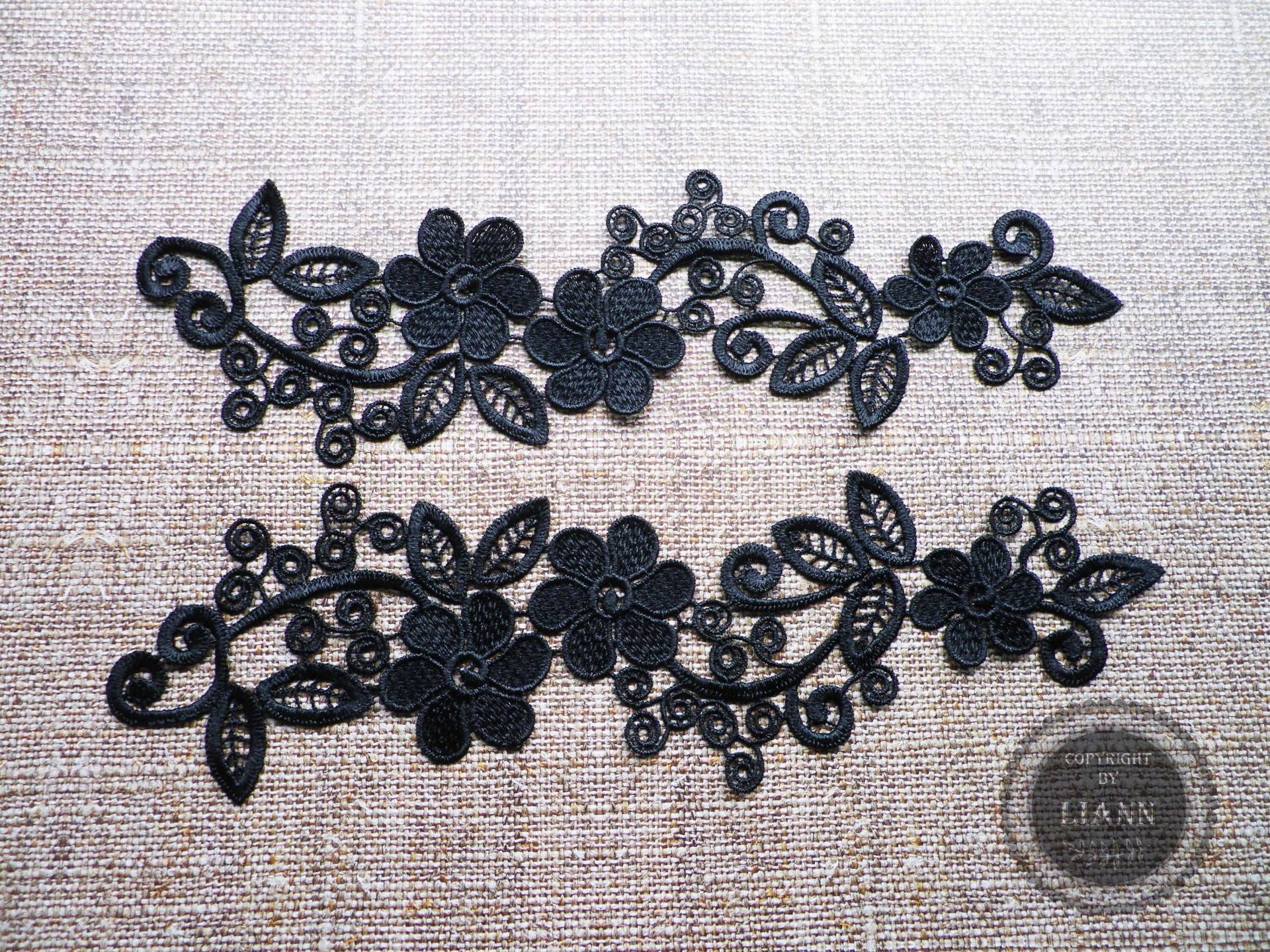2 Große Schwarze Applikation Blumenranke 2 Große Schwarze Applikation Blumenranke von LiAnnMaterial