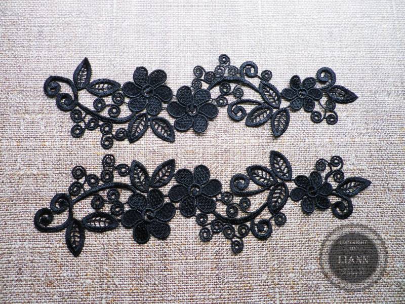 2 Große Schwarze Applikation Blumenranke 2 Große Schwarze Applikation Blumenranke von LiAnnMaterial