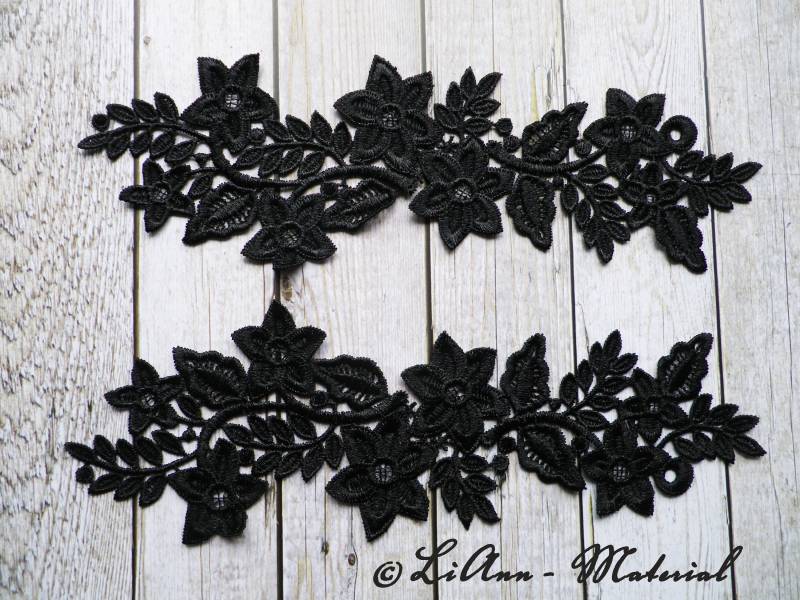 2 Große Schwarze Applikation Blumenranke 2 Große Schwarze Applikation Blumenranke von LiAnnMaterial
