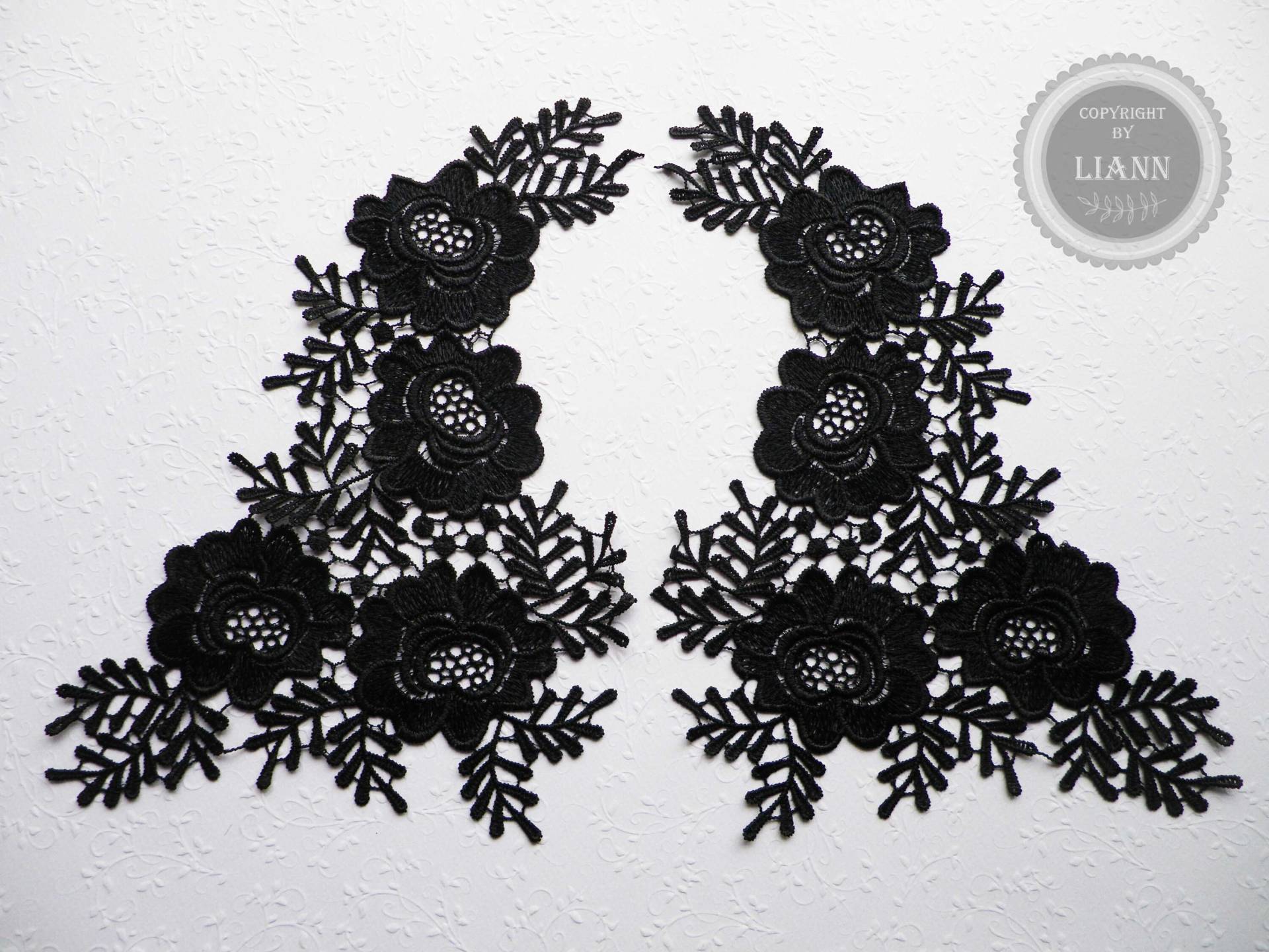 2 Große Schwarze Applikation Blumenranke 2 Große Schwarze Applikation Blumenranke von LiAnnMaterial