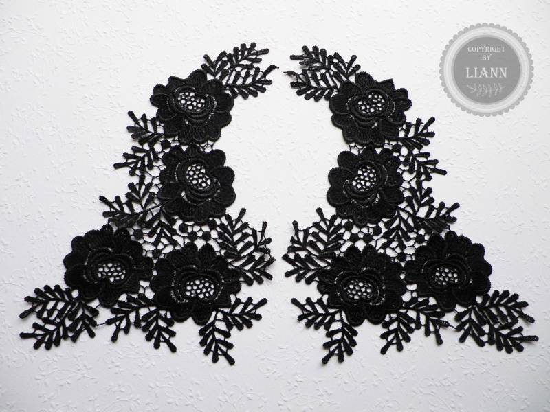 2 Große Schwarze Applikation Blumenranke 2 Große Schwarze Applikation Blumenranke von LiAnnMaterial